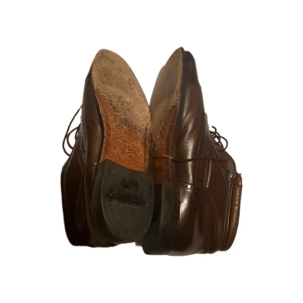 Johnston & Murphy Boots Brown Leather US 11.5 M Made In Italy Mens Cellini